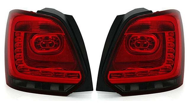 Задние фонари на VW Polo 5 10- c LED диодной полосой красные тонированные VWPLO10-741RT-N	 VK168-BEDE2