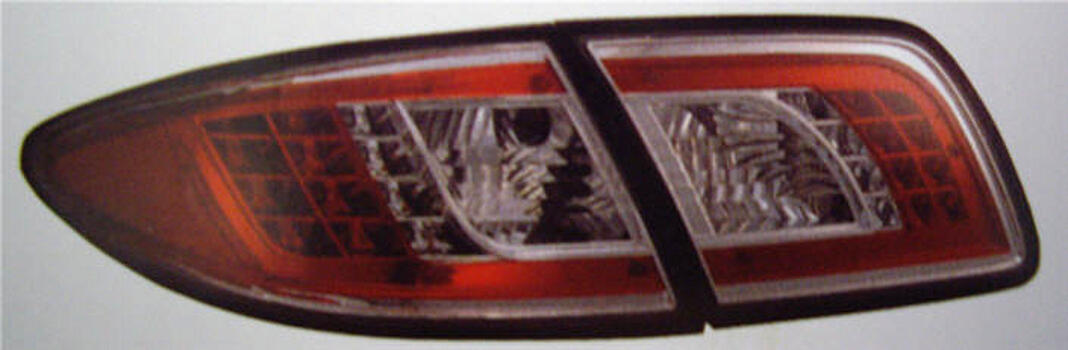 Фонари задние (4шт) тюнинг (для кузова седан) прозрач, с диодами красный хаузинг ХРОМ MAZDA 6 02-07 MZ00602-760-N 