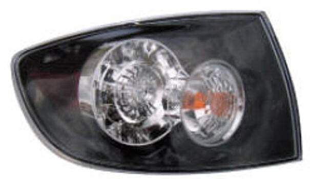 Фонарь задний внешний левый (для кузова седан) прозрач, с диодным габаритом, СТОП СИГНАЛ MAZDA 3 04-08 MZX0304-743-L BAN751160B