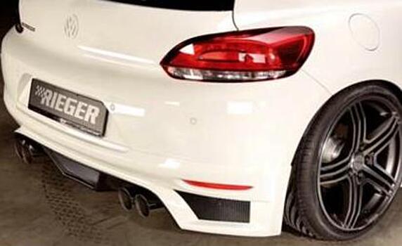 Юбка заднего бампера Carbon-Look VW Scirocco 3 с 08- 2-х дв. под сдвоенный выхлоп RIEGER 00099784 