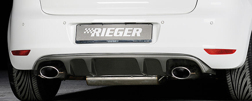 Диффузор заднего бампера для спортивного выхлопа справа+слева Carbon-Look 145x90mm VW Golf 6 GTI с 08- RIEGER 00099660 